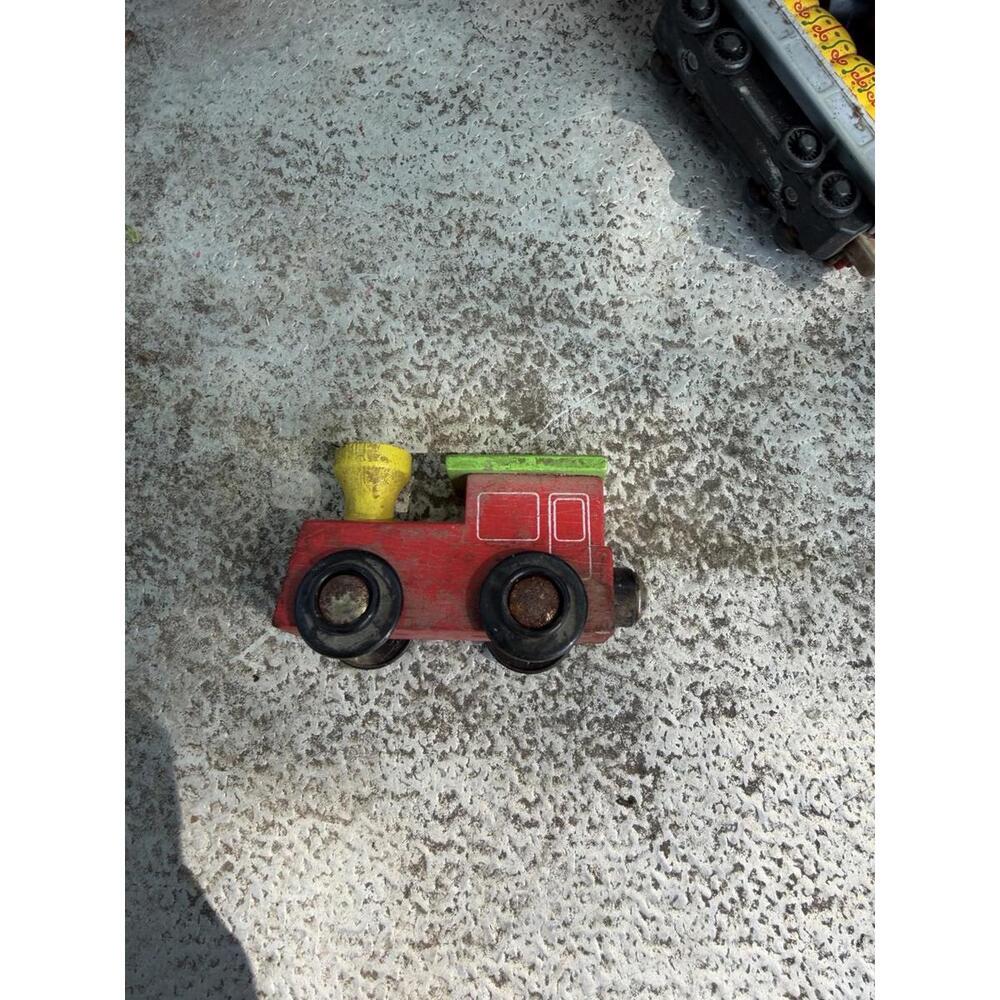 Vintage Greenbrier Black Red Wooden Train Engine 2”